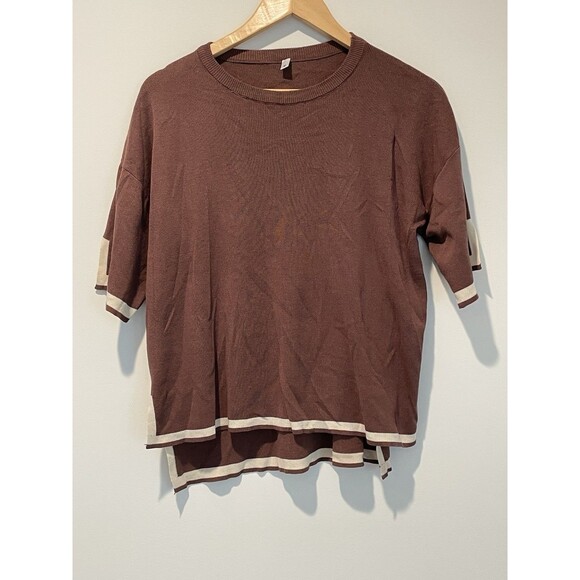 Wunderlove by Westside Brown Contrast Detailed Top Size M - Picture 1 of 5